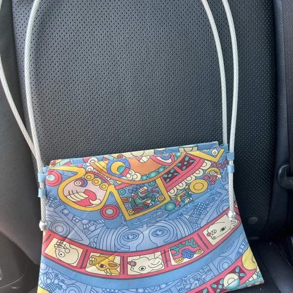 Pineda Covalin Colorful Silk Geometric Pattern Shoulder Bag - Picture 2 of 6